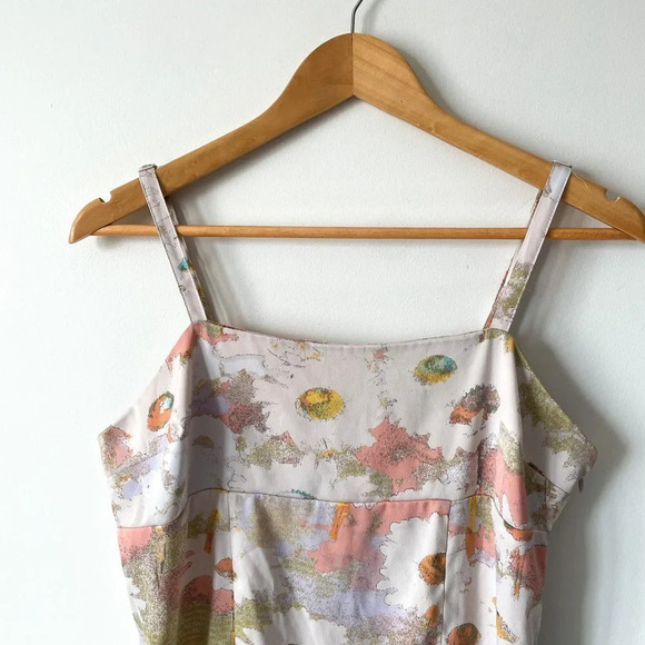 Urban Outfitters Floral Satin Slip Mini Dress Cutout Back Size  Large - Picture 2 of 5
